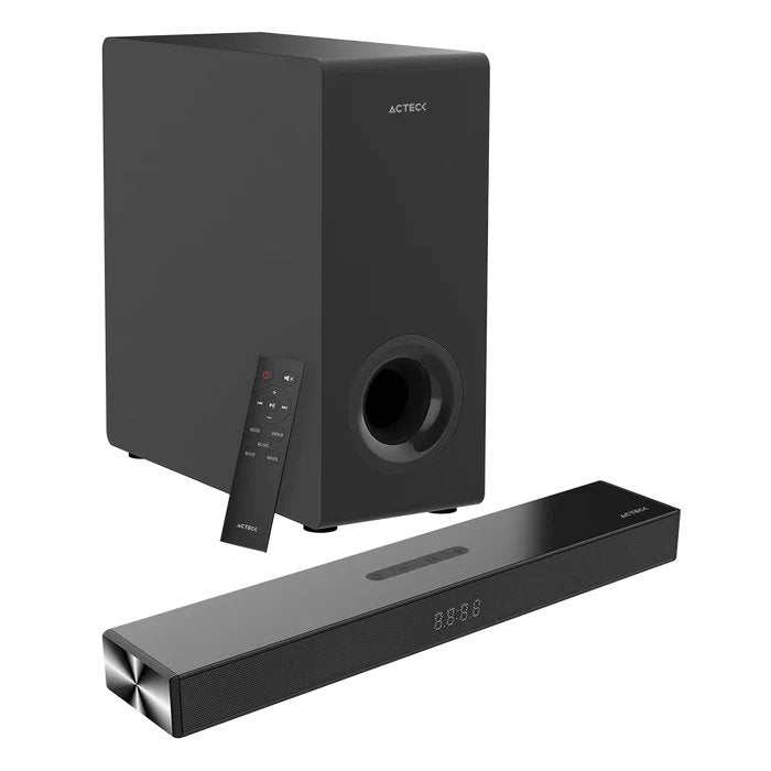 BARRA DE SONIDO ACTECK DYNAMIC THIN BS600 / 3 BOOCINAS + SUBWOOFER / SONIDO ESTEREO 2.1 / 60 W / 80 DB / 3.5 MM - USB - HDMI - OPTICAL - BLUETOOTH 5.3 / NEGRO / AC-940801 BARRA DE SONIDO ACTECK DYNAMIC THIN BS600 / 3 BOOCINAS + SUBWOOFER / SONIDO ESTEREO 2.1 / 60 W / 80 DB / 3.5 MM - USB - HDMI - OPTICAL - BLUETOOTH 5.3 / NEGRO / AC-940801